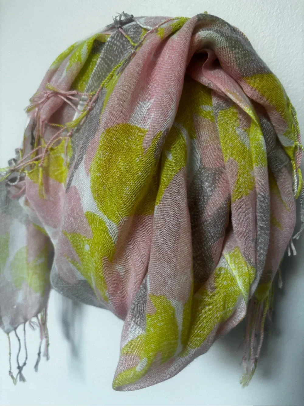 Lightweight Pink and Lime Floral Scarf - Women's Accessory